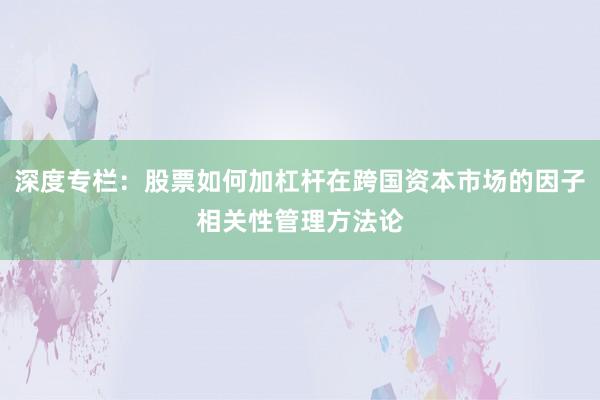 深度专栏：股票如何加杠杆在跨国资本市场的因子相关性管理方法论
