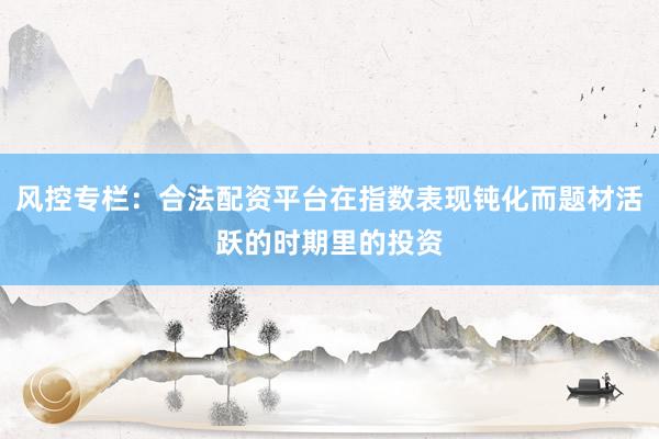 风控专栏：合法配资平台在指数表现钝化而题材活跃的时期里的投资