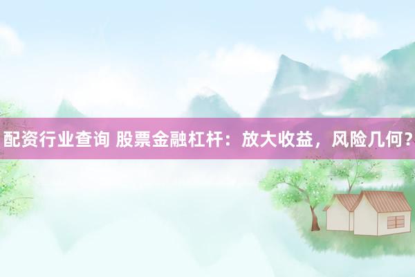 配资行业查询 股票金融杠杆：放大收益，风险几何？
